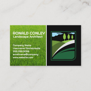 Lawn Care Service Logo Landscaping Field Logo Business Card