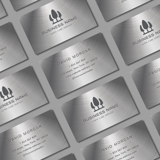 Lawn Care Service Metal Business Card (Creator Uploaded)