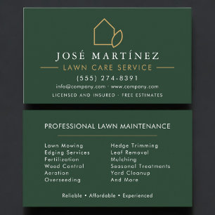 Lawn Care Service Professional Business Card
