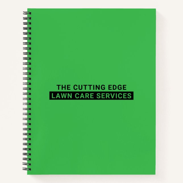 Lawn Care Services Bold Typography Green Notebook (Front)