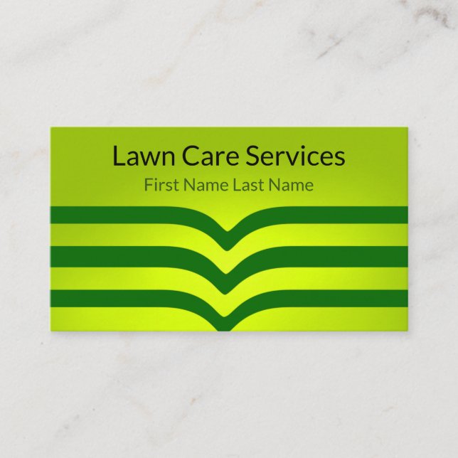 Lawn Care Services Green Unique Business Card (Front)