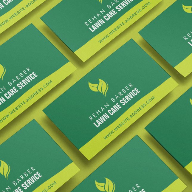 Lawn Care Services Logo Green Business Card (Creator Uploaded)