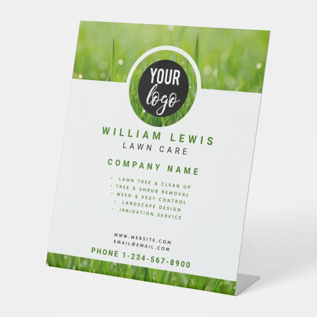 Lawn Care Simple Business Logo Landscaping  Pedestal Sign (Front)