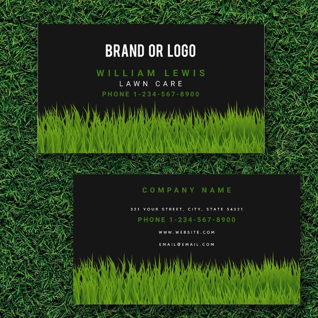 Lawn Care Simple Landscaping Mowing Business Logo Card (Lawn Care Simple Landscaping Mowing Business Logo Business Card)