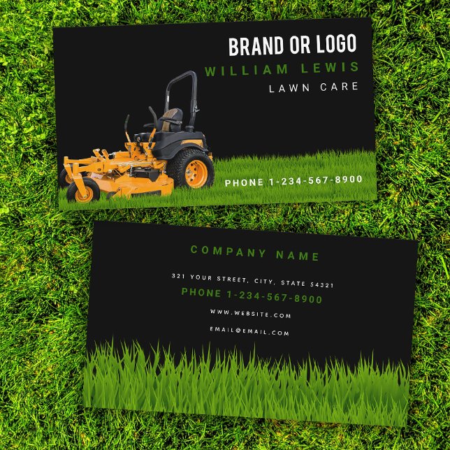 Lawn Care Simple Landscaping Mowing Business Logo Card (Lawn Care Simple Landscaping Mowing Business Logo Business Card)