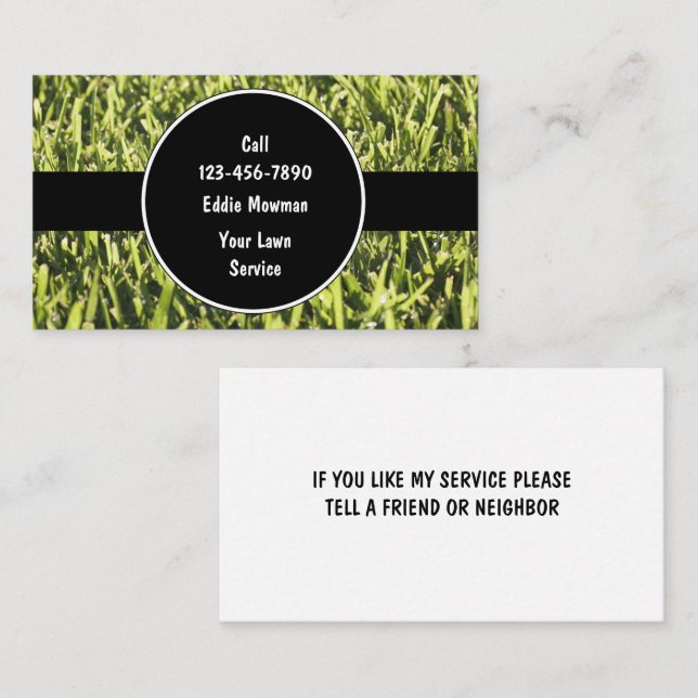 Lawn Care Simple Yard Business Cards (Front/Back)