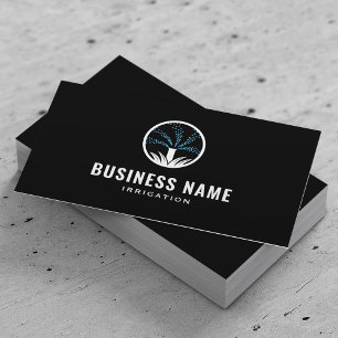 Lawn Care Sprinkler & Irrigation Landscaping Black Business Card