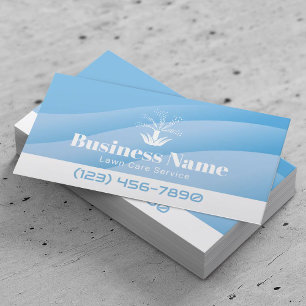 Lawn Care Sprinkler Logo Blue Landscaping  Business Card