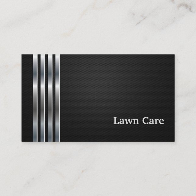 Lawn Care Technician Professional Black Silver Business Card (Front)