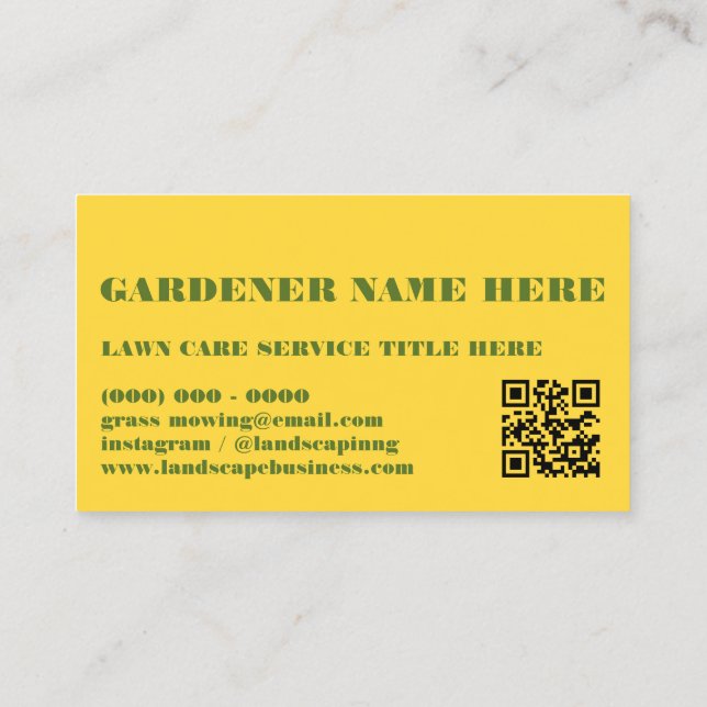 Lawn Care Trimming Grass Cleaning Qr Code Business Card (Back)