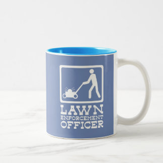 LAWN enforcement officer funny pictogram pun Two-Tone Coffee Mug