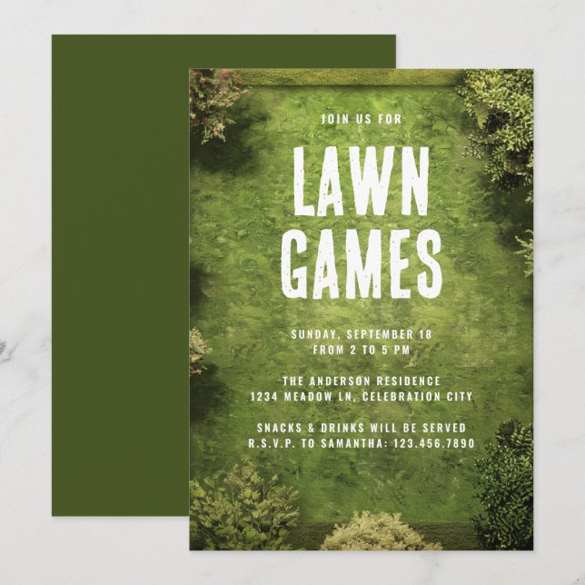 Lawn Games Backyard Outdoor Garden Family Party Invitation (Front/Back)