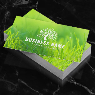 Lawn & Garden Care Tree Logo Green Landscaping Business Card