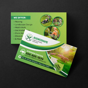 Lawn & Garden Maintenance Trimming Landscaping Mow Business Card