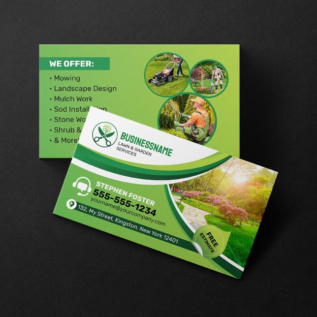 Lawn & Garden Maintenance Trimming Landscaping Mow Business Card (Creator Uploaded)