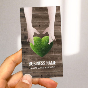 Lawn & Landscaping Service Grass Heart Barn Wood Business Card