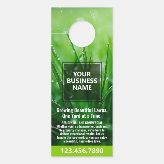 Lawn Maintenance - Mowing, Irrigation, Aeration Door Hanger (Front)