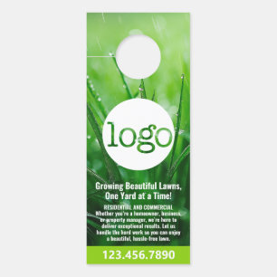 Lawn Maintenance Mowing, Irrigation, Aeration Logo Door Hanger
