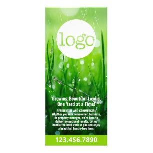 Lawn Maintenance Mowing, Irrigation, Aeration Logo Rack Card