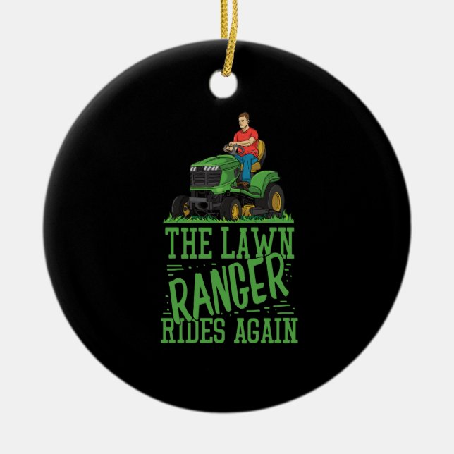 Lawn Mower Ceramic Tree Decoration (Front)