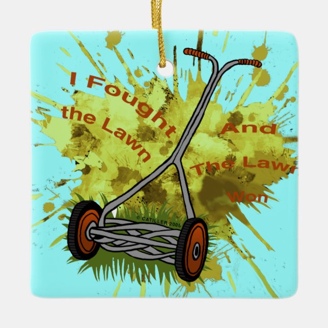 Lawn Mower Ceramic Tree Decoration (Front)