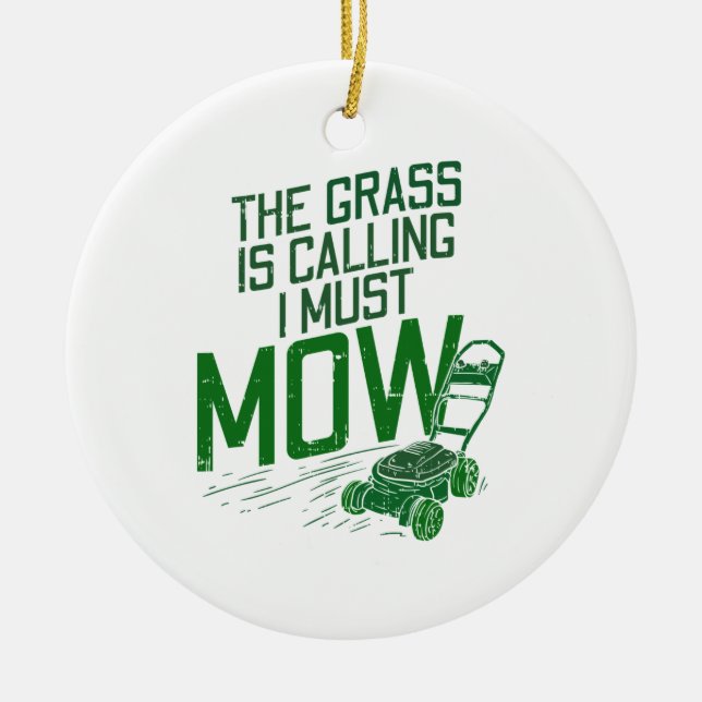 Lawn Mower Ceramic Tree Decoration (Front)