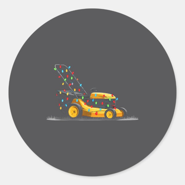Lawn Mower Christmas Graphics Lights Lover Mowing  Classic Round Sticker (Front)
