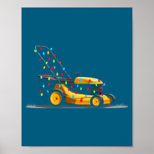 Lawn Mower Christmas Graphics Lights Lover Mowing Poster