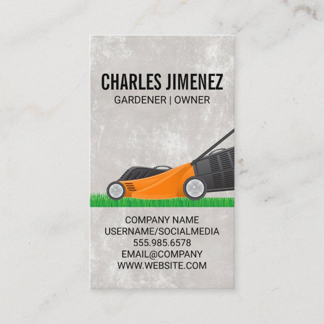 Lawn Mower Cutting the Grass Business Card (Front)