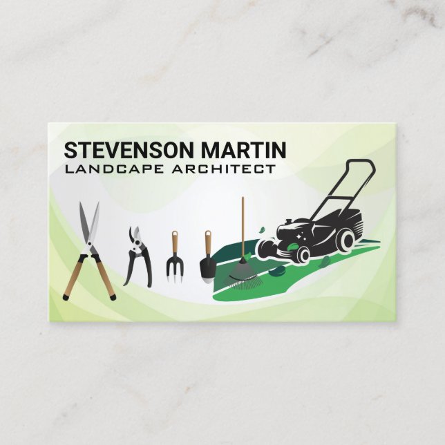 Lawn Mower | Gardening Tools | Landscaper Business Card (Front)