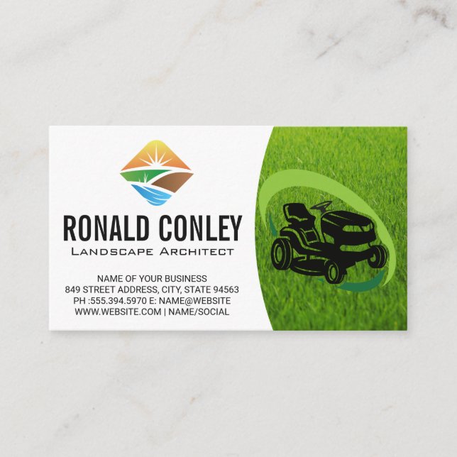 Lawn Mower | Grass Cutting | Landscape Business Card (Front)