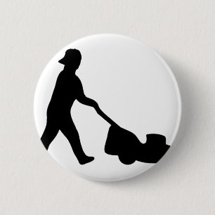 lawn mower icon 6 cm round badge