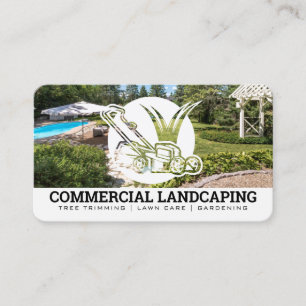 Lawn Mower Landscaping Logo Backyard Business Card