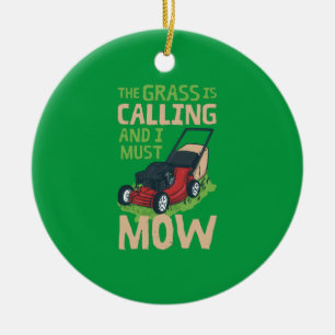 Lawn Mower Lawn Care Ceramic Tree Decoration