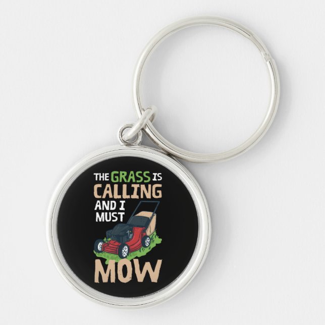 Lawn Mower Lawn Care Key Ring (Front)