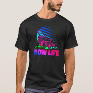 Lawn Mower Mowing Dad Father Landscaper Retro 80s  T-Shirt