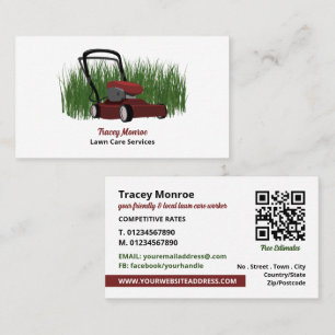 Lawn-Mower on Grass, Lawn Mowing Services Business Card