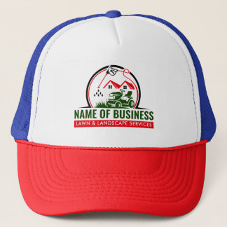 Lawn Mower Red Green Landscaping Services Trucker Hat