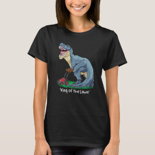 Lawn Mower Rex Mowing Dinosaur Gardener Tractor T-Shirt