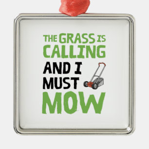 Lawn Mower - The Grass Is Calling and I Must Mow  Metal Tree Decoration
