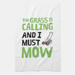 Lawn Mower - The Grass Is Calling and I Must Mow Tea Towel