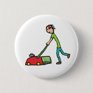 Lawn Mowing 6 Cm Round Badge