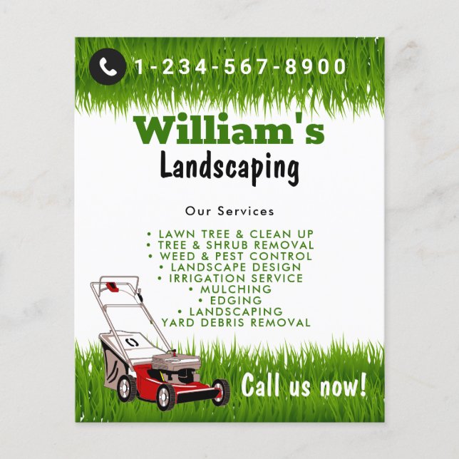 Lawn Mowing Cutting Services, Lawn Care Flyer (Front)