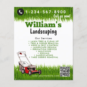 Lawn Mowing Cutting Services, Lawn Care QR Code Flyer