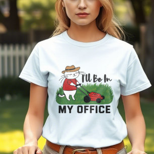 Lawn mowing funny cat  T-Shirt