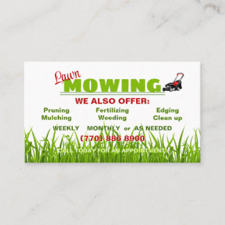 Lawn Mowing Gardening Landscaping Services Business Card