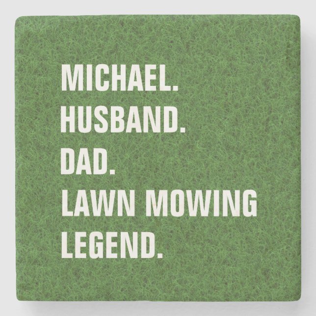 Lawn Mowing Grass Cutting Legend Fun Personalised Stone Coaster (Front)