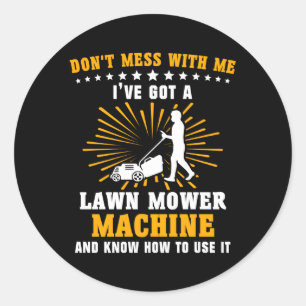 Lawn Mowing Grass Machine Gardening Mow Lawn Mower Classic Round Sticker