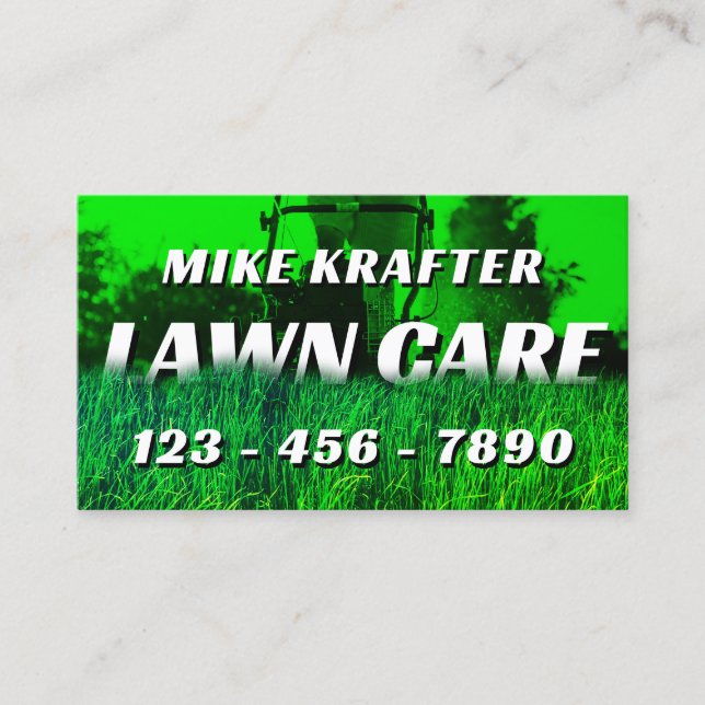 Lawn mowing green tone  business card (Front)