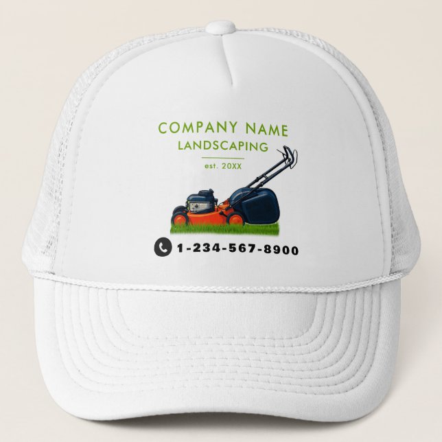 Lawn Mowing Landscaping Garden Lawn Care Trucker Hat (Front)